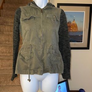 Others Follow olive army green sweater knit utility jacket extra small